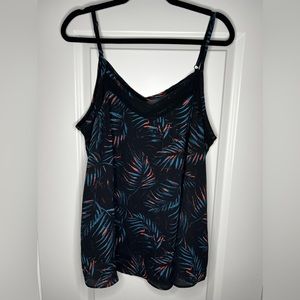 Torrid Chiffon Swing Cami, 1X, Palm Leaves Black